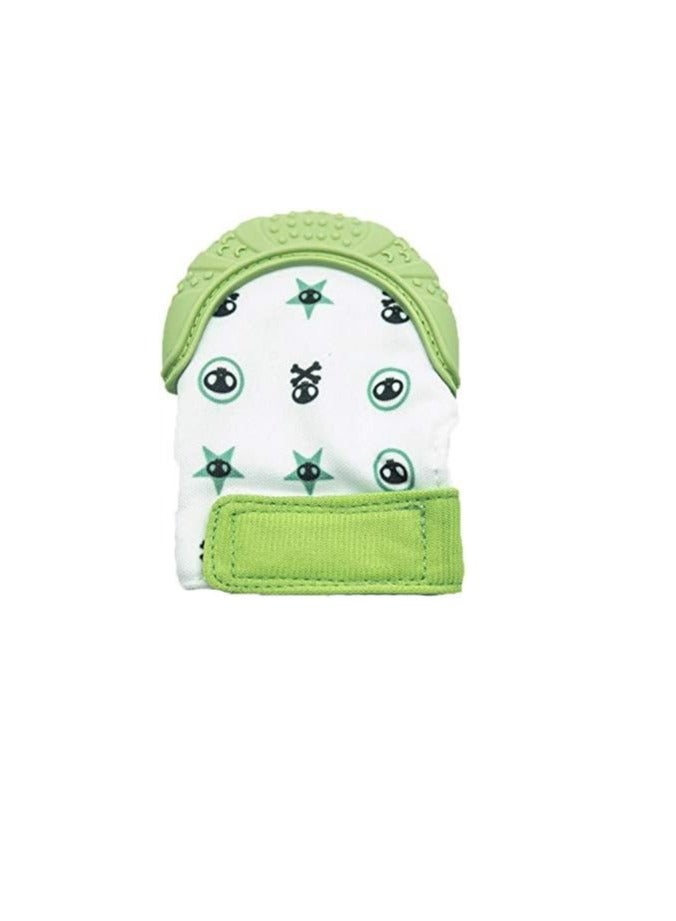 Silicone and cotton baby soothing teething mitten- Green